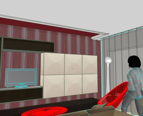progetto arredamento soggiorno 3D