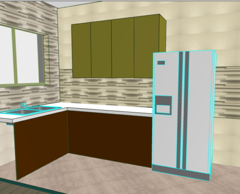 progetto arredamento cucina sul terrazzo 3D