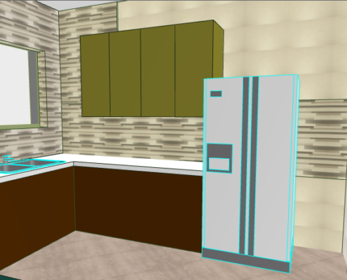 progetto arredamento cucina sul terrazzo 3D
