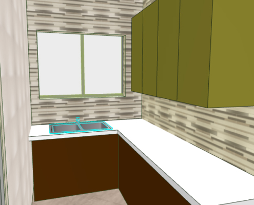 progetto arredamento cucina sul terrazzo 3D
