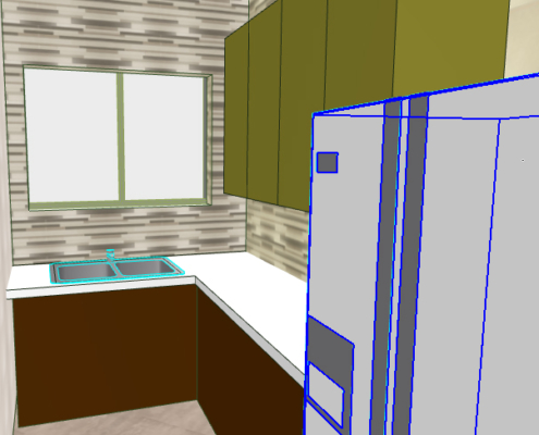 progetto arredamento cucina sul terrazzo 3D