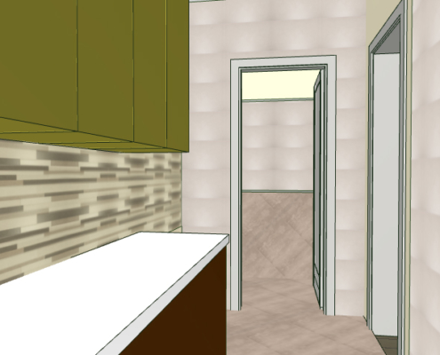 progetto arredamento cucina sul terrazzo 3D
