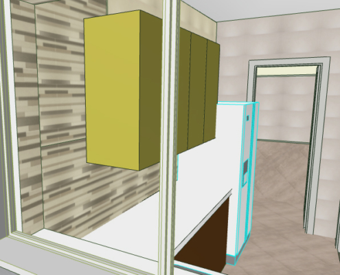 progetto arredamento cucina sul terrazzo 3D