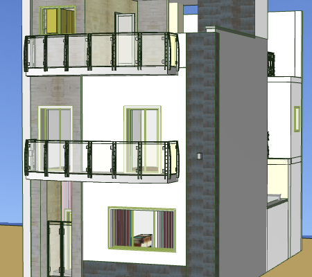progetto tridimensionale edificio unifamiliare a tre piani