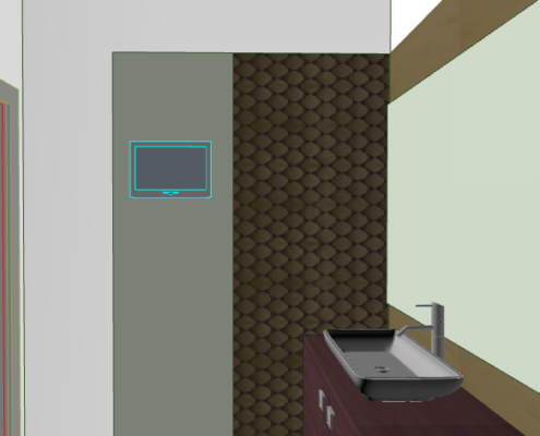 progetto arredamento bagno in camera 3D