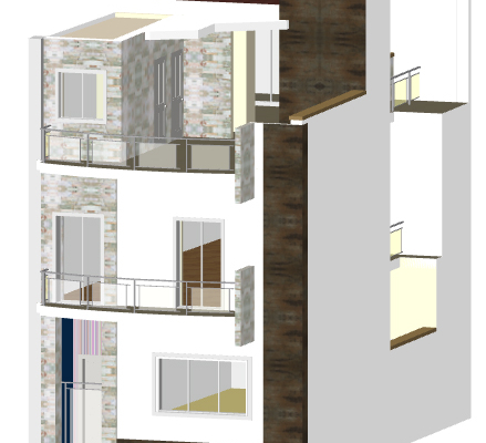 progetto tridimensionale edificio unifamiliare a tre piani