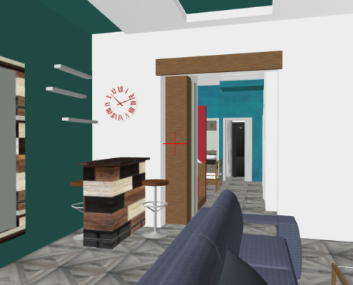 progetto arredamento soggiorno 3D
