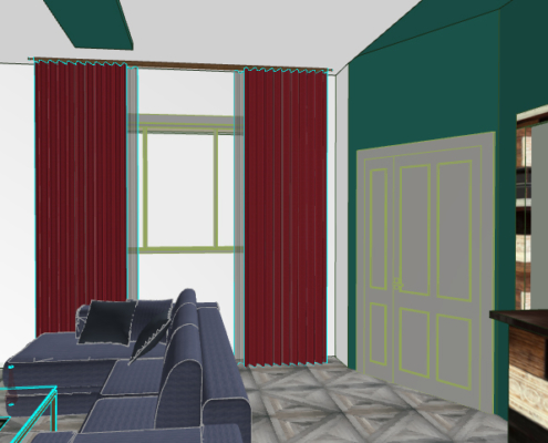 progetto arredamento soggiorno 3D