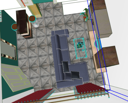 progetto arredamento soggiorno 3D